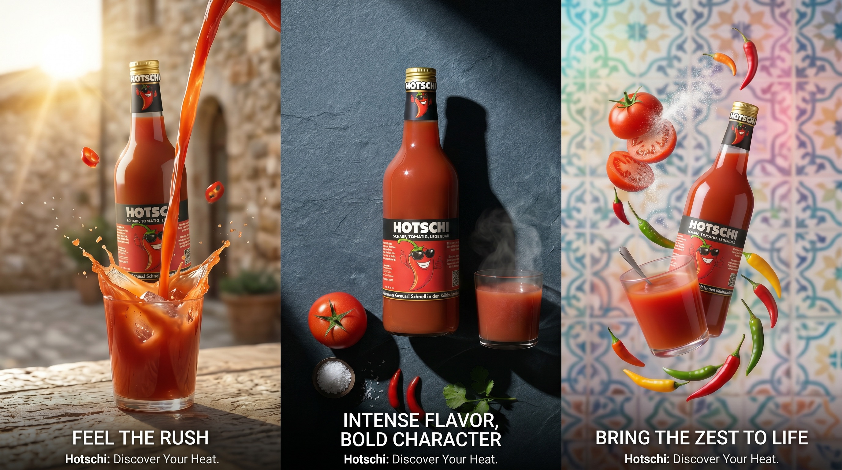 HOTSCHI Stimmungsbild – Feel the rush, Intense flavor, Bring the zest to life